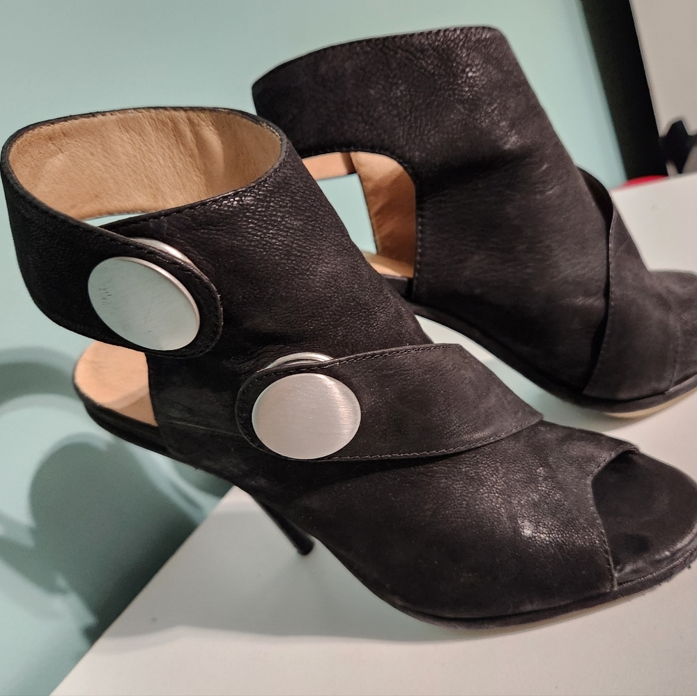 L.A.M.B Black Suede Heels